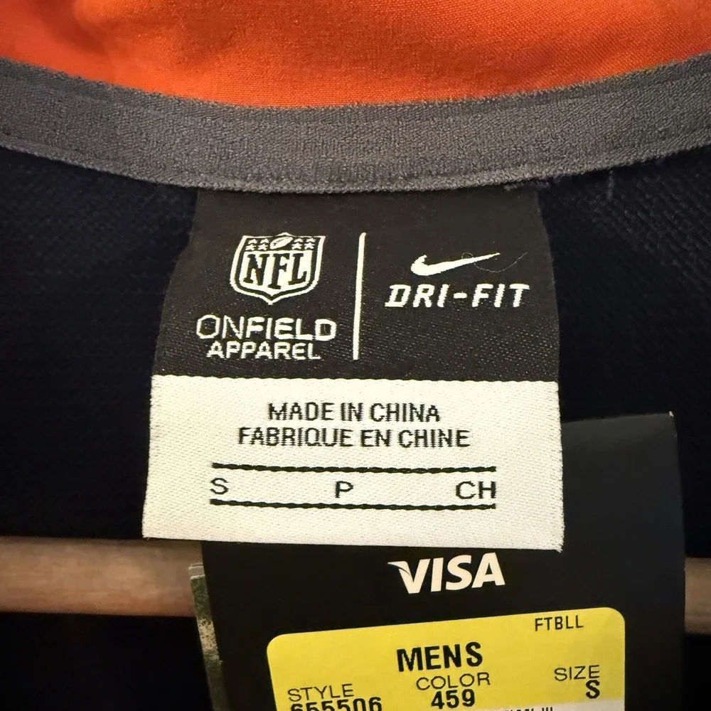 Nike Dri Fit Chicago Bears Mens‎ Small NFL Football Navy Blue Polo Shirt $80 New